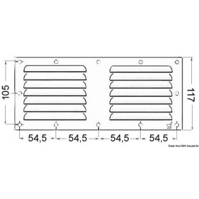 Stainless steel ventilation grill 128 x 232 mm