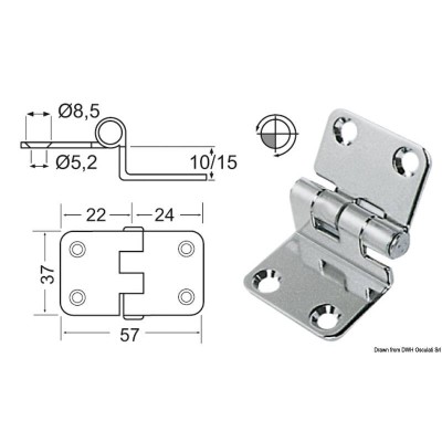 Cantilever hinge 57 x 37 x 15 mm