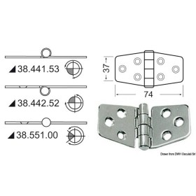 Protruding knot hinge 74 x 37 mm