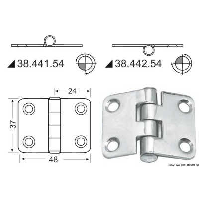 48 x 37 mm protruding knot hinge