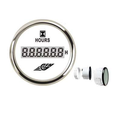 52 mm white-stainless steel hour counter