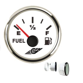 Fuel gauge 10-180 Ohm white-stainless steel