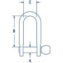Stainless steel shackle with inserted pin 6.4 x 22 mm