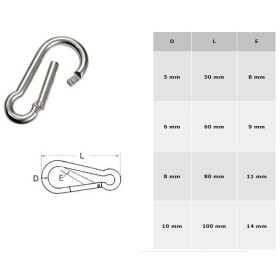 Carabiner stainless steel Ø5 Size