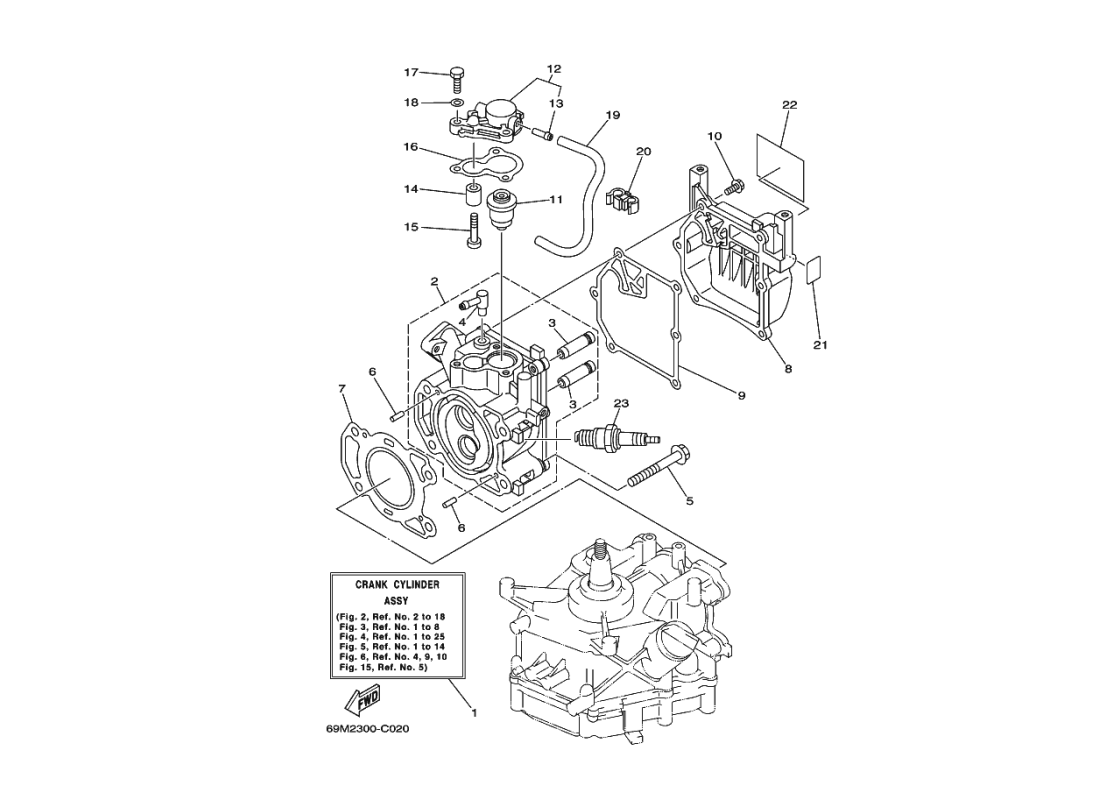 The cylinder and the crankcase 1 F2,5A