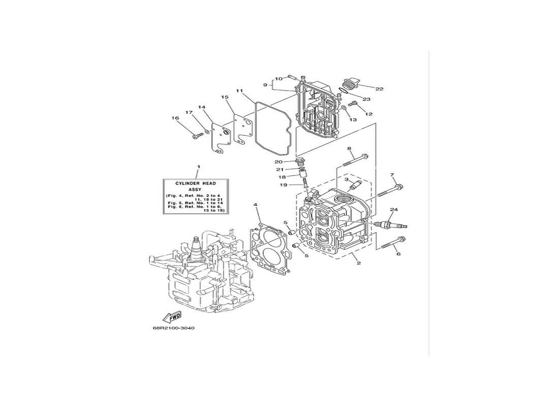 The cylinder and the crankcase 2 F6A-F6B-F8C