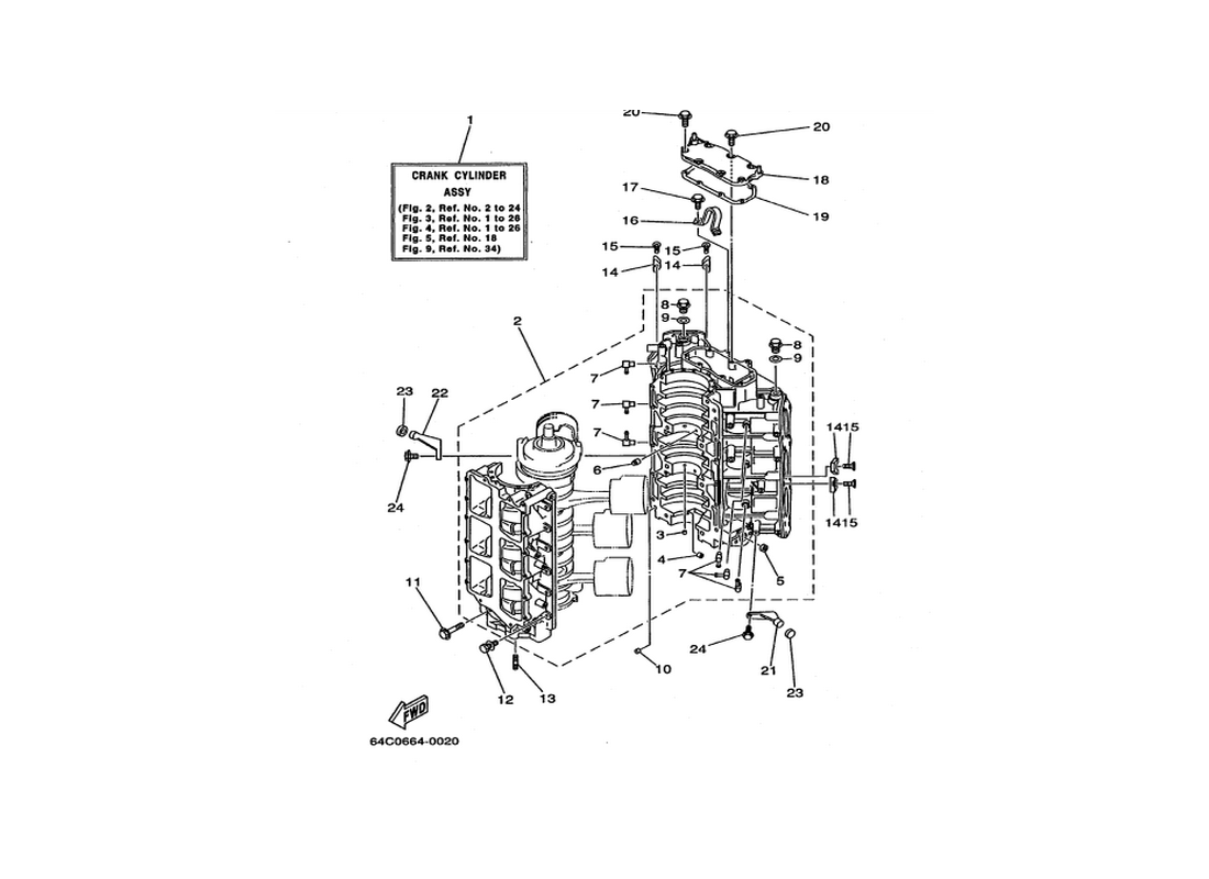 The cylinder and the crankcase 1 150F-175D-200F