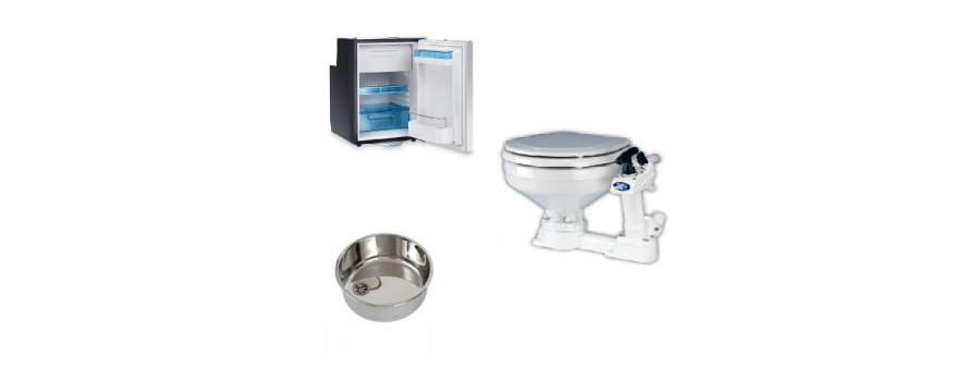 Adriamarine | Comfort onboard - Sinks, stoves, refrigerators, and toilet