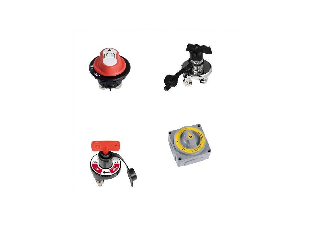 Selectors and battery switches for boats, boats